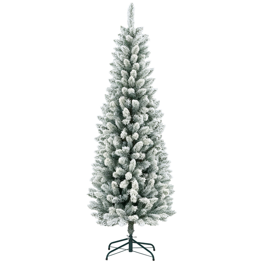 Árvore de Natal 180 cm Árvore de Natal Artificial Coberta de Neve com 479 Ramos e Suporte de Metal Árvore Natalícia para Sala Interior Verde — foto 1
