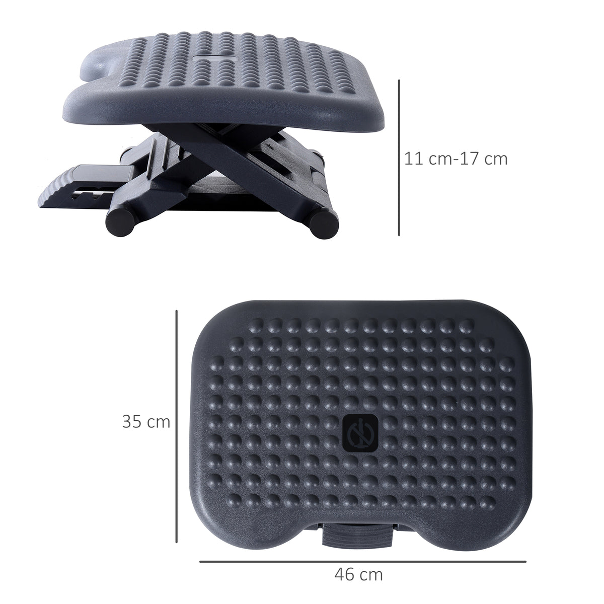 Apoio de pés ergonômico ajustável para escritório 46 x 35 cm Cinza escura — foto 3