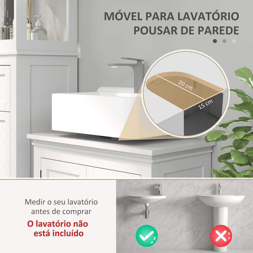 Móvel para Lavatório Pousar Móvel para Lavatório Moderno com Prateleira Ajustável e Portas Magnéticas 60x30x60 cm Branco — foto 4