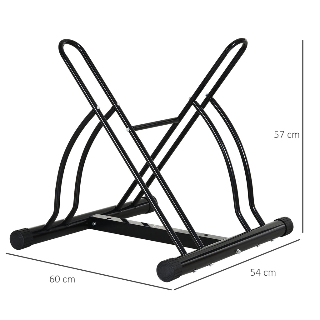 Suporte de estacionamento para 2 bicicletas Garagem Interior Exterior Estável Fácil de montar Portátil Anti-Slip Pad Tubo de aço 60x54x57cm Preto — foto 3