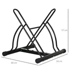 Suporte de estacionamento para 2 bicicletas Garagem Interior Exterior Estável Fácil de montar Portátil Anti-Slip Pad Tubo de aço 60x54x57cm Preto — foto 3