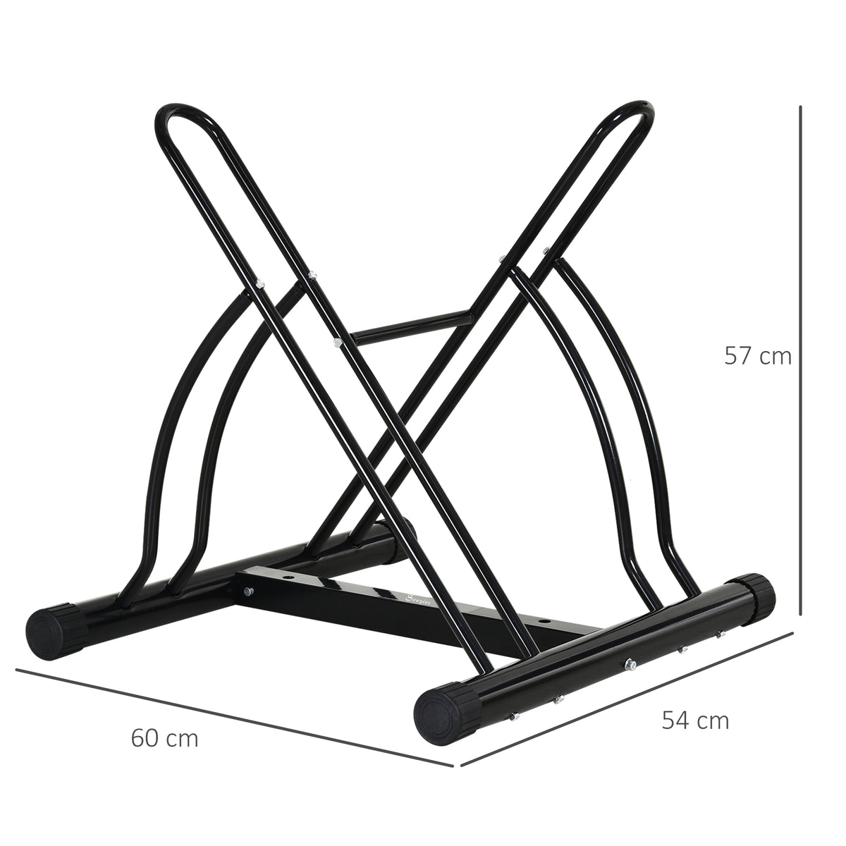 Suporte de estacionamento para 2 bicicletas Garagem Interior Exterior Estável Fácil de montar Portátil Anti-Slip Pad Tubo de aço 60x54x57cm Preto — foto 3