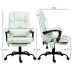 Cadeira de Escritório com Massagem de 6 Pontos Cadeira Giratória com Encosto Alto Reclinável Altura Ajustável Apoio para Pés e Controlo Remoto 66x75x112-122 cm Branco — foto 3