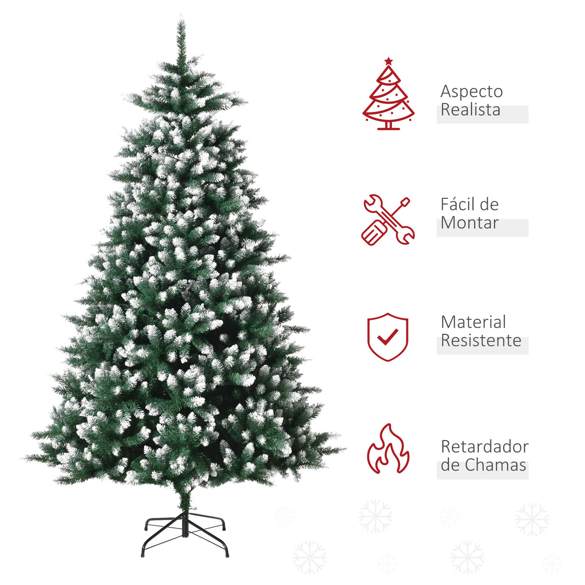 HOMCM Árvore de natal de 210 cm 2012ramos com Suporte Metálico Árvore de Natal de ponta branca artificial Realista para interiores Verde — foto 4
