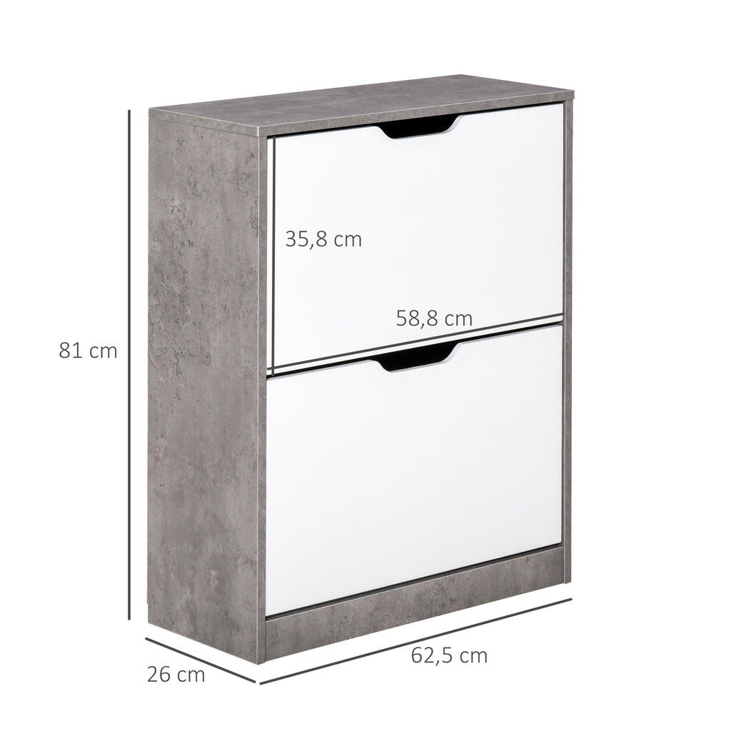 Sapateira Moderna Móvel Sapateira de Entrada com 2 Prateleiras Abatíveis para 8 Pares de Sapatos Sapateira Estreita para Corredor Entrada 62,5x26x81 cm Cinza — foto 3