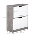 Sapateira Moderna Móvel Sapateira de Entrada com 2 Prateleiras Abatíveis para 8 Pares de Sapatos Sapateira Estreita para Corredor Entrada 62,5x26x81 cm Cinza — foto 3