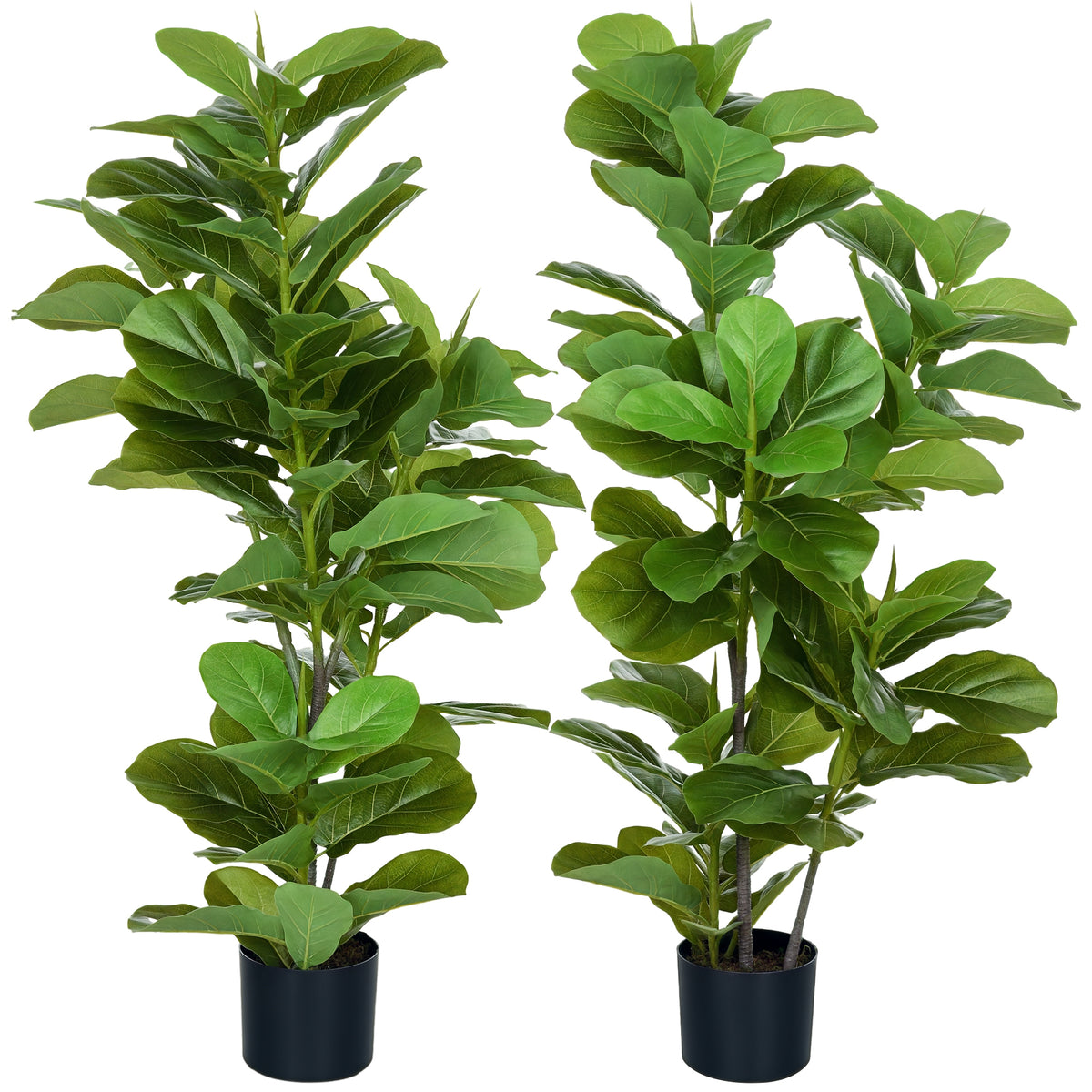 Conjunto de 2 Plantas Artificiais Ficus 110 cm Plantas Artificiais com 90 Folhas Musgo e Vaso Planta Artificial Decorativa para Interior e Exterior Casa Sala de Estar Verde — foto 1