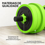 Conjunto de Halteres 20kg 4 em 1 Conjunto de Pesos com Kettlebell Barra de Pesos para Treino de Força em Casa Ginásio Escritório Verde — foto 7