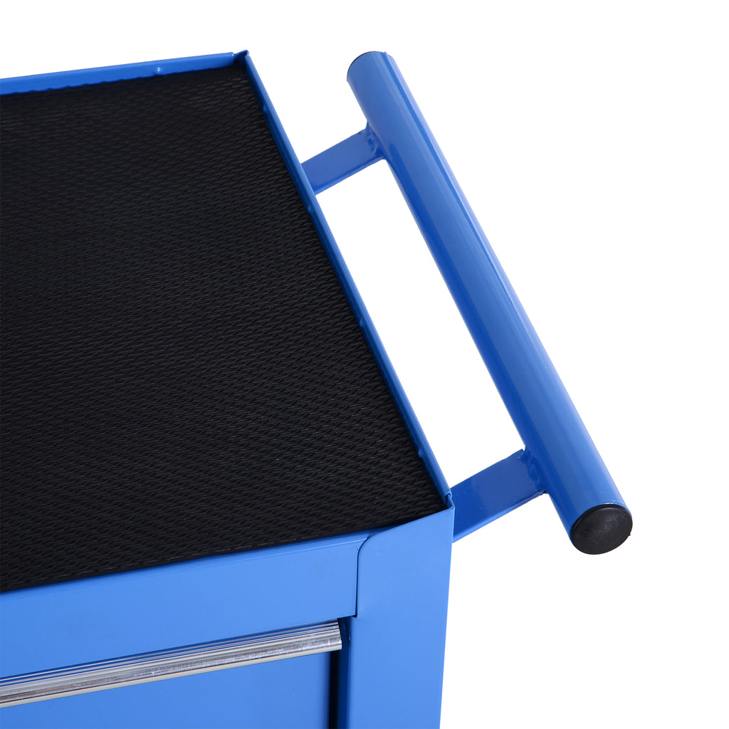 Carrinho de Ferramentas para Oficina com Rodas e 5 Gavetas Fechadura e Alça Lateral 67,5x33x77 cm Azul — foto 7