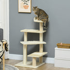 Árvore para gato Poste para arranhar com cama de plataforma e cobertor de sisal de veludo bege - 50x50x100cm — foto 2