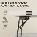 Mesa de Centro Elevatória e Extensível com Compartimentos Ocultos e Prateleira Aberta para Sala de Estar Escritório 100x90x64 cm Branco — foto 5