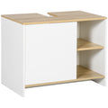 Móvel para Lavatório Pousar Móvel Casa de Banho Moderno com Prateleiras Abertas e Armário 77x45x60 cm Branco e Madeira — foto 1