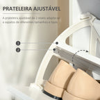Sapateira de Madeira Armário para Sapatos com 2 Compartimentos para Entrada Corredor Dormitório Sala de Estar 60x24x80 cm Branco — foto 5