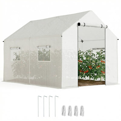 Serra tunnel 2x3x2 m esterno con 4 finestre zanzariera e porta scorrevole bianca