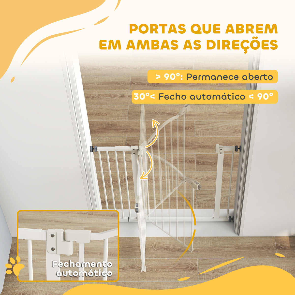 Barreira de Segurança para Cães Barreira com Largura Ajustável 74-94 cm Barreira para Cães com Extensão para Escadas e Portas Branco — foto 5