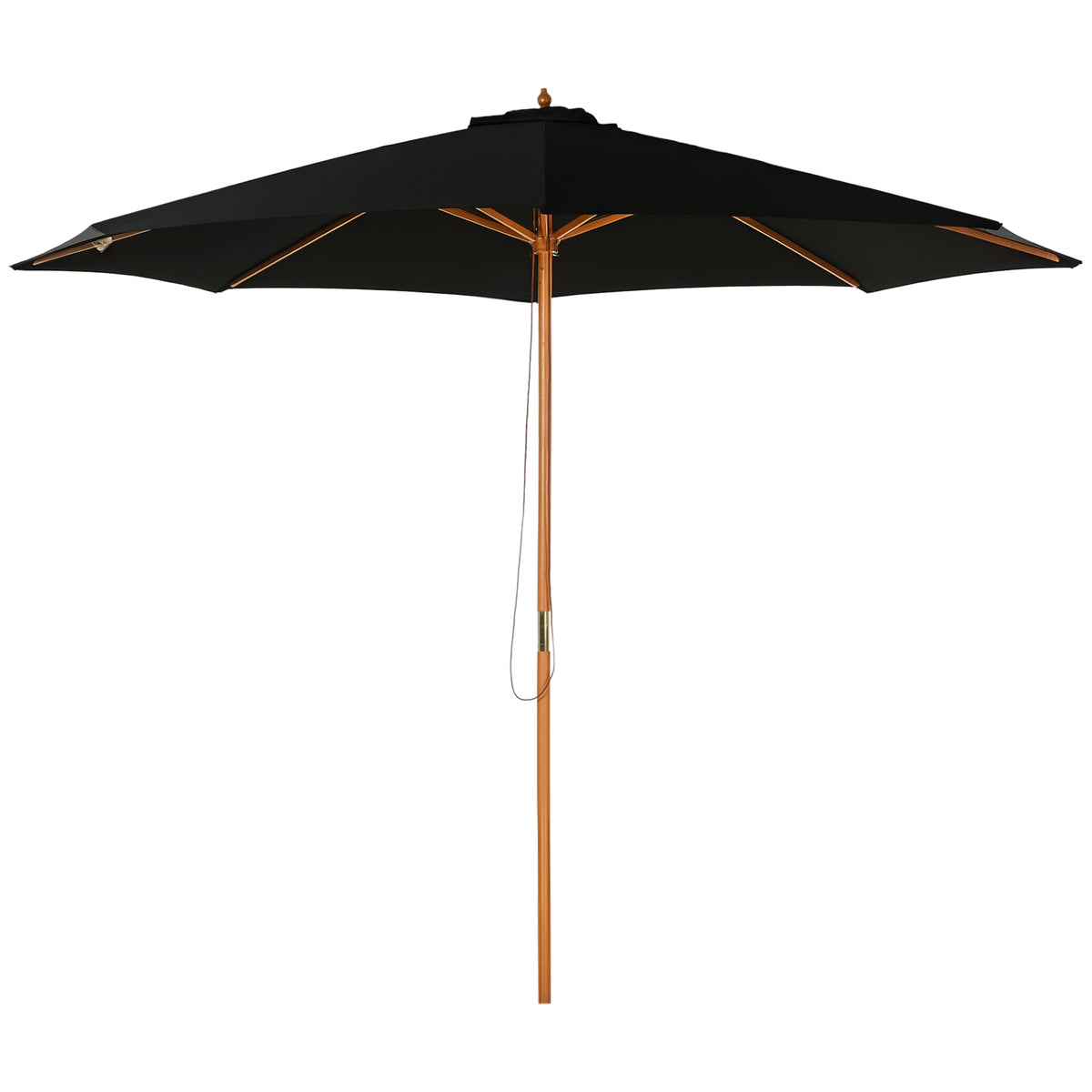 Chapéu de Sol de Jardim Ø300x250cm com Sistema de Polia Teto Ventilado e Mastro Desmontável de Madeira para Terraço Pátio Exterior Preto — foto 1