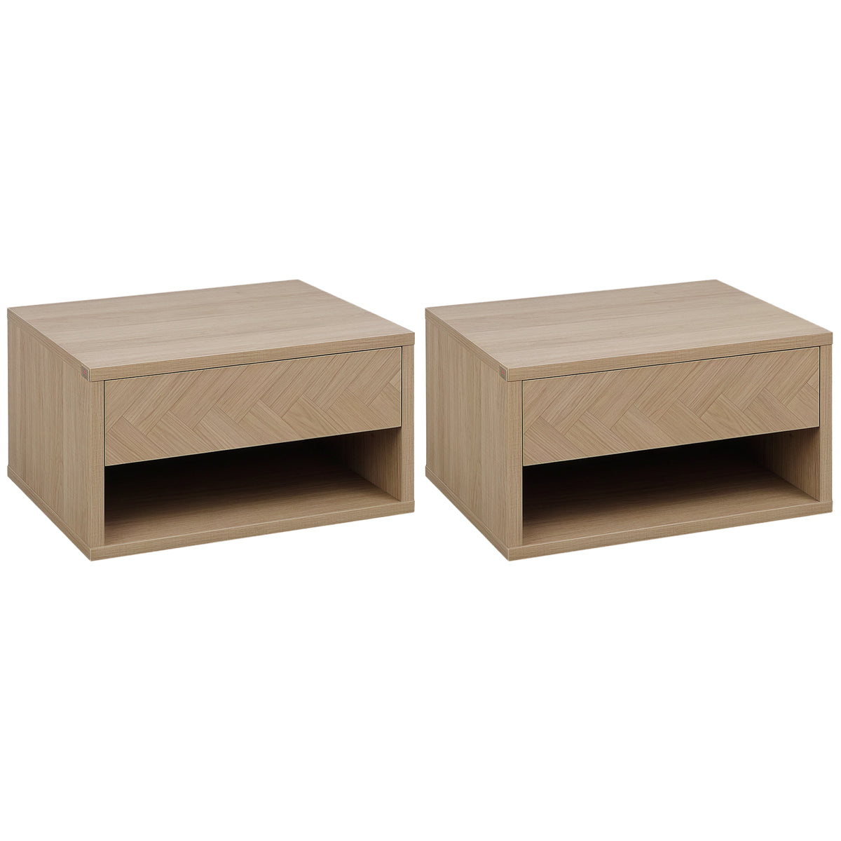 Conjunto de 2 Mesas de Cabeceira Flutuantes Mesas de Cabeceira com Gaveta para Dormitório 37x32x21 cm Madeira — foto 1