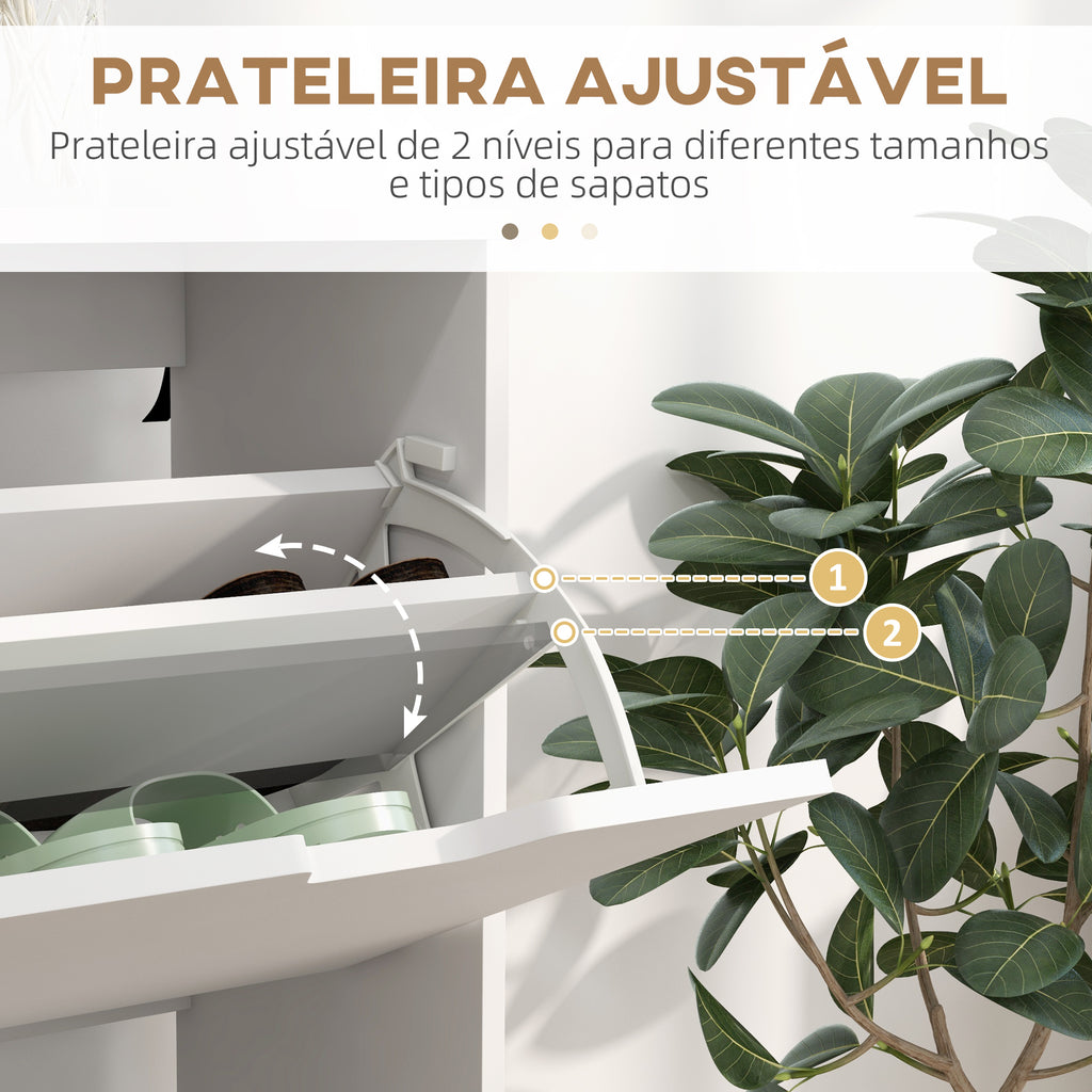 Sapateira com 4 Gavetas e Prateleiras Ajustáveis Móvel para Sapatos de Corredor para 16 Pares de Sapatos 95x26x95 cm Branco — foto 5