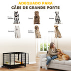 Gaiola de Metal para Cães com Rodas e Freios Bandeja Removível e Porta com Trava para Golden Retriver Labrador 92x62x75cm Preto — foto 7