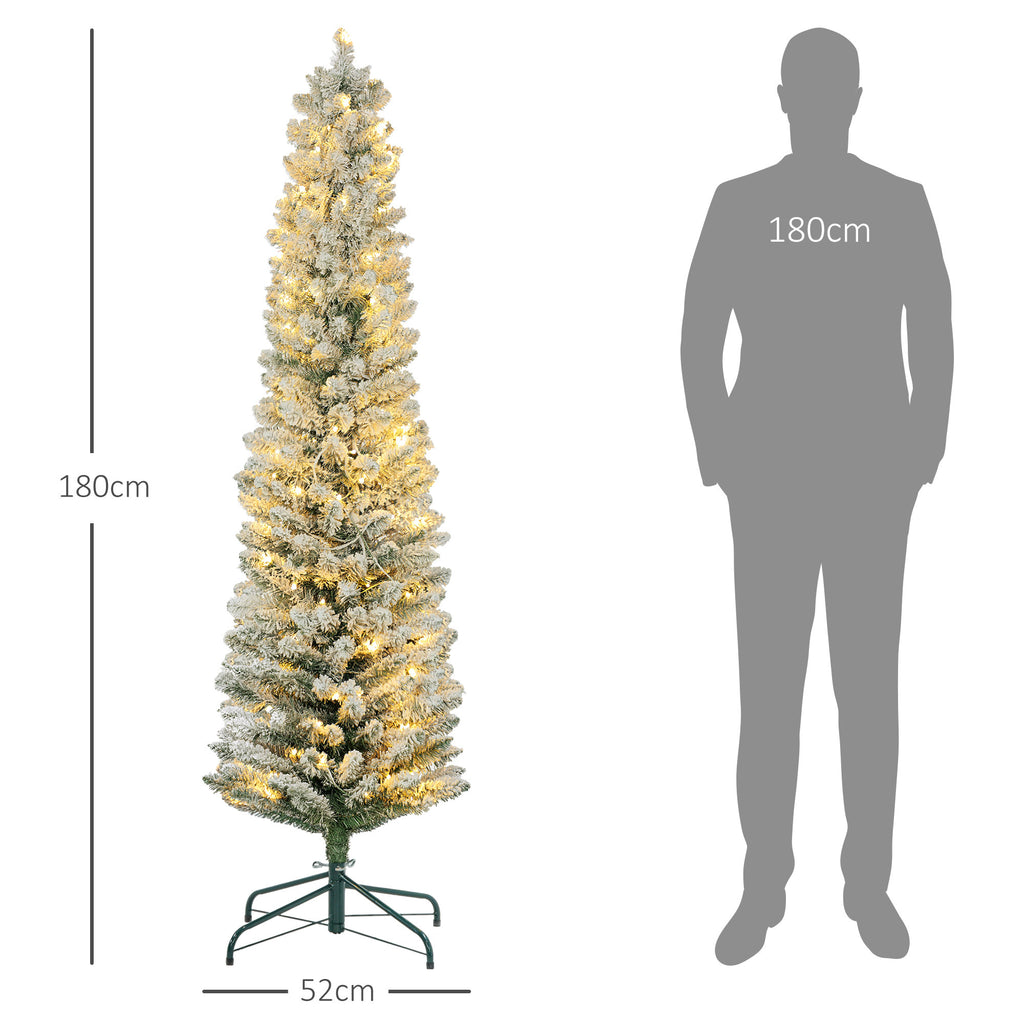 Árvore de Natal 180 cm Árvore de Natal Artificial Nevada com 150 Luzes LED 329 Ramos e Suporte de Metal Árvore de Natal para Sala de Estar Verde e Branco — foto 3