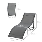 Conjunto 2 Espreguiçadeiras Ergonômicas Dobráveis ​​em Forma de S com Estrutura de Alumínio Textilene para Piscina Pátio Jardim e Varanda 165x61x63cm Cinza — foto 3
