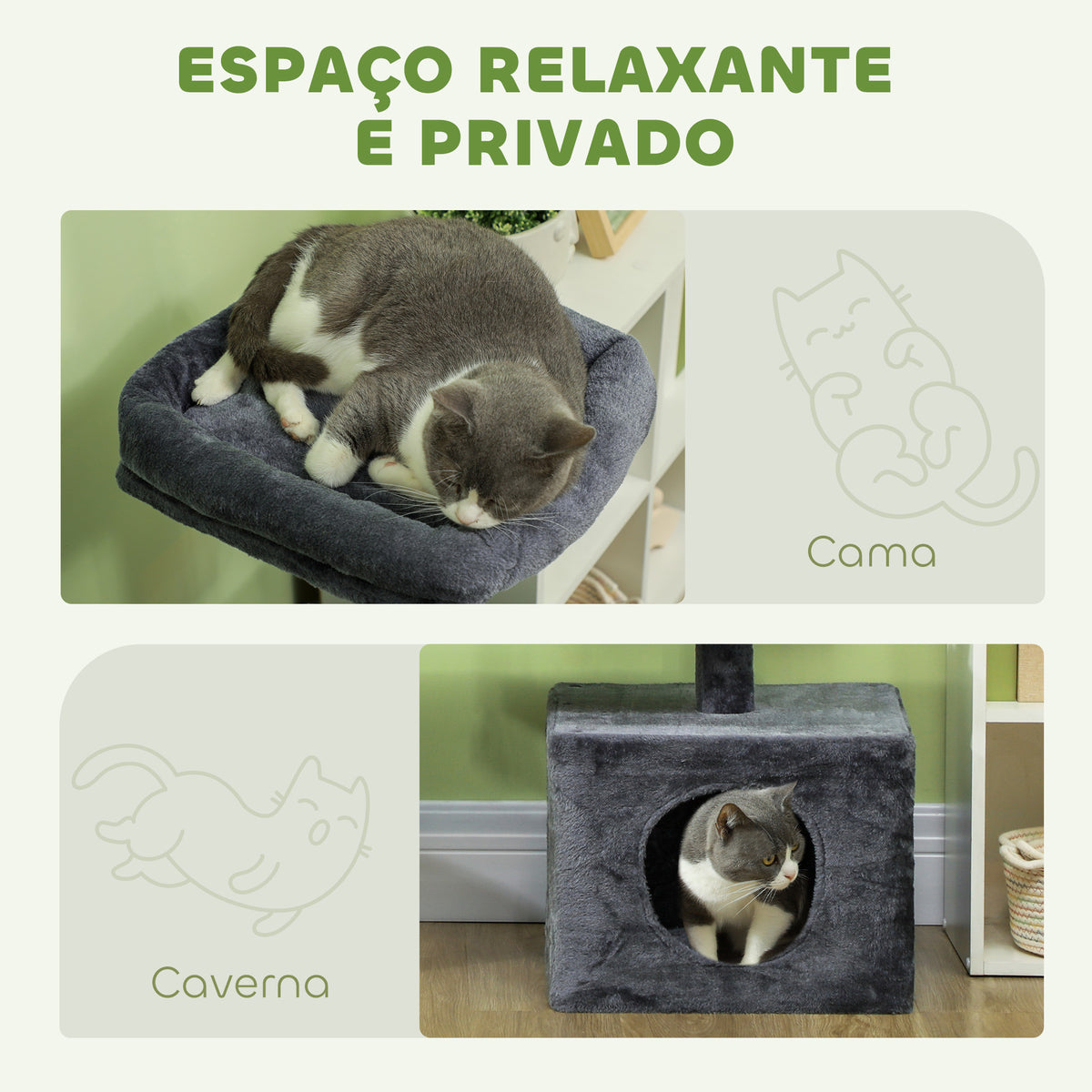 Arranhador para Gatos 134 cm Torre de Arranhar para Gatos com Caverna Plataformas Bolas de Jogar e Postes de Sisal 124,5x40x134 cm Cinza Escuro — foto 5