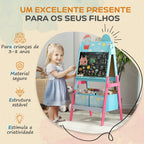 Cavalete para Crianças 2 em 1 Arsósia Infantil com Dupla Face 2 Caixas de Arrumação Cavalete de Pintura para Crianças com Estampa em Animais 53,5x49x113 cm Azul — foto 6