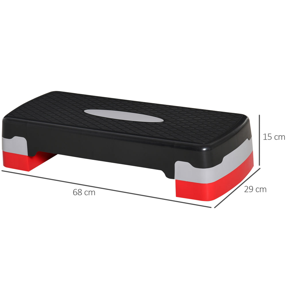 Step para Exercício Aeróbico Plataforma Step com Altura Ajustável em 2 Níveis com Carga Máxima 150kg para Exercício em Academia Casa 68x29x10-15cm Preto e Vermelho — foto 3