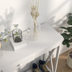 Mesa Consola Clássica com 1 Gaveta e 1 Prateleira de Armazenamento para a Entrada Mesa Auxiliar Sala de Estar Estilo Elegante 100x30x81cm Branco — foto 7