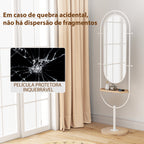 Espelho de Pé 50x175,5 cm Espelho de Corpo Inteiro com Bandeja de Madeira 4 Ganchos e Estrutura de Metal para Sala de Estar Quarto 50x40x175,5 cm Branco — foto 7