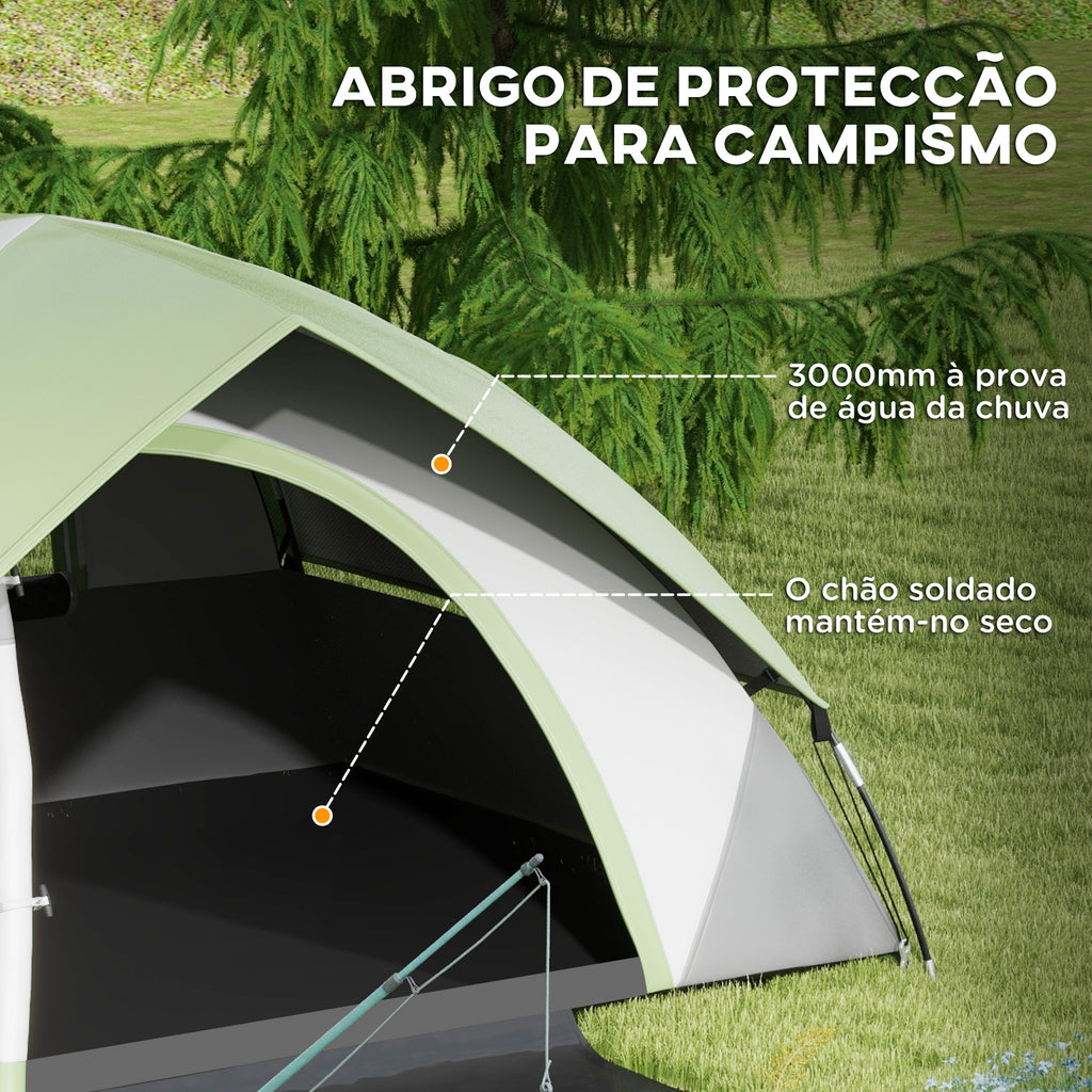 Tenda de Campismo para 1-2 Pessoas Tenda de Campismo Dobrável com Janela e Bolsa de Transporte Impermeável 3000 mm 210x150x110 cm Verde — foto 4