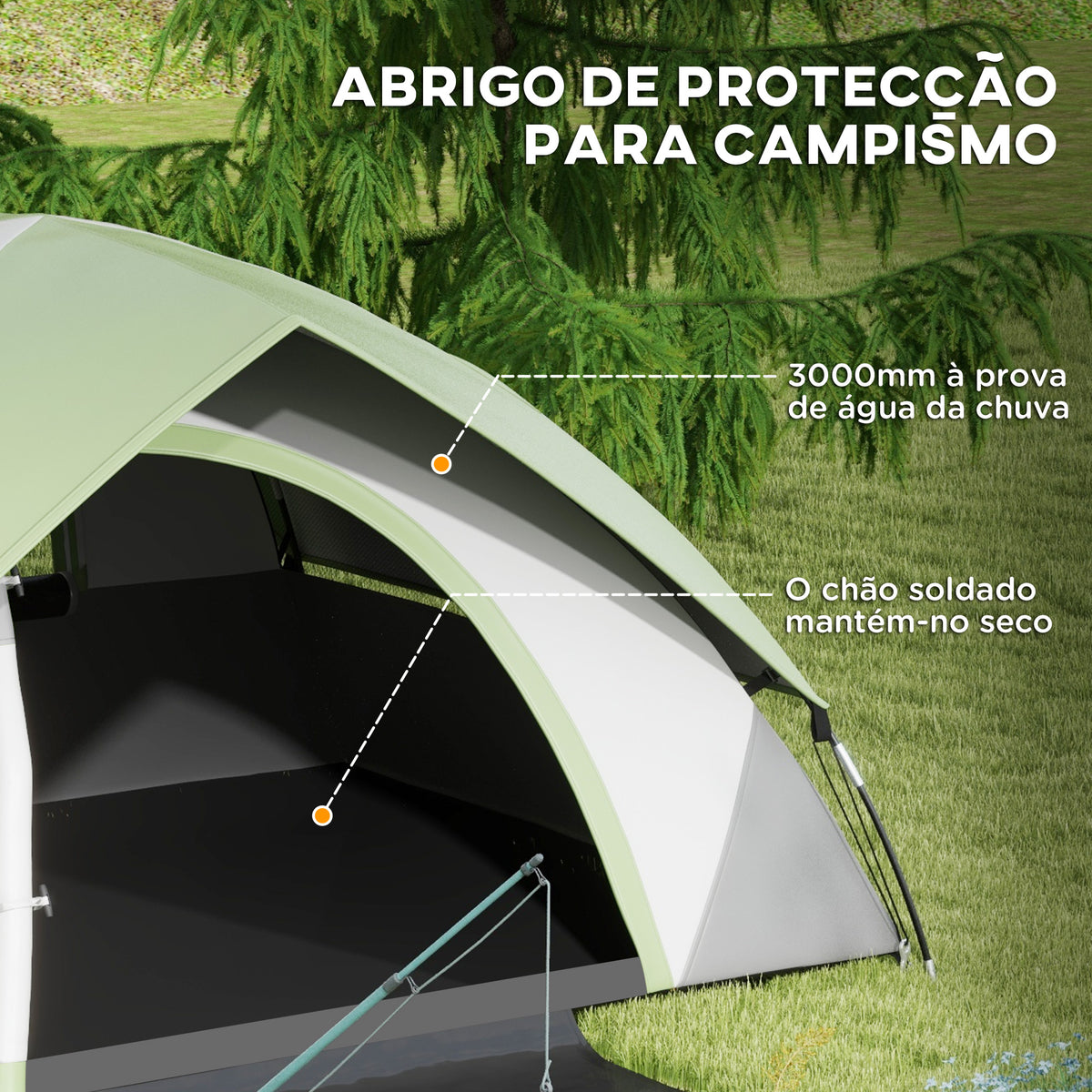 Tenda de Campismo para 1-2 Pessoas Tenda de Campismo Dobrável com Janela e Bolsa de Transporte Impermeável 3000 mm 210x150x110 cm Verde — foto 4
