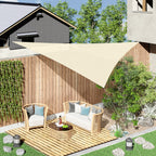 Vela de Sombra Triangular 3x3x3 m Toldo Vela de HDPE com Proteção UV Aneis em Forma de D e Cordas para Jardim Pátio Piscina Bege — foto 2