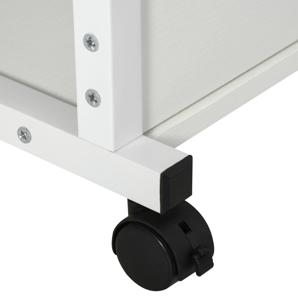 Mesa Lateral para Sofá Mesa lateral em Forma de C com 4 rodas Giratórias Freios Altura Ajustável 3 níveis Estrutura Metálica 80x40x72-82cm Branco — foto 8