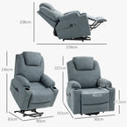 Poltrona de Massagem com Assistente de Levantar Poltrona para Idosos 8 Pontos de Massagem Bolsos Laterais Controle Remoto 90x101x107 cm Cinza — foto 2