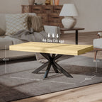 Mesa de Centro Retangular Mesa Auxiliar Estilo Industrial em Metal Preto e Tampo Aspeto Madeira 110x60x45 cm — foto 2