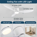 Ventilador de teto com luz LED, ABS preto, 42 polegadas — foto 8