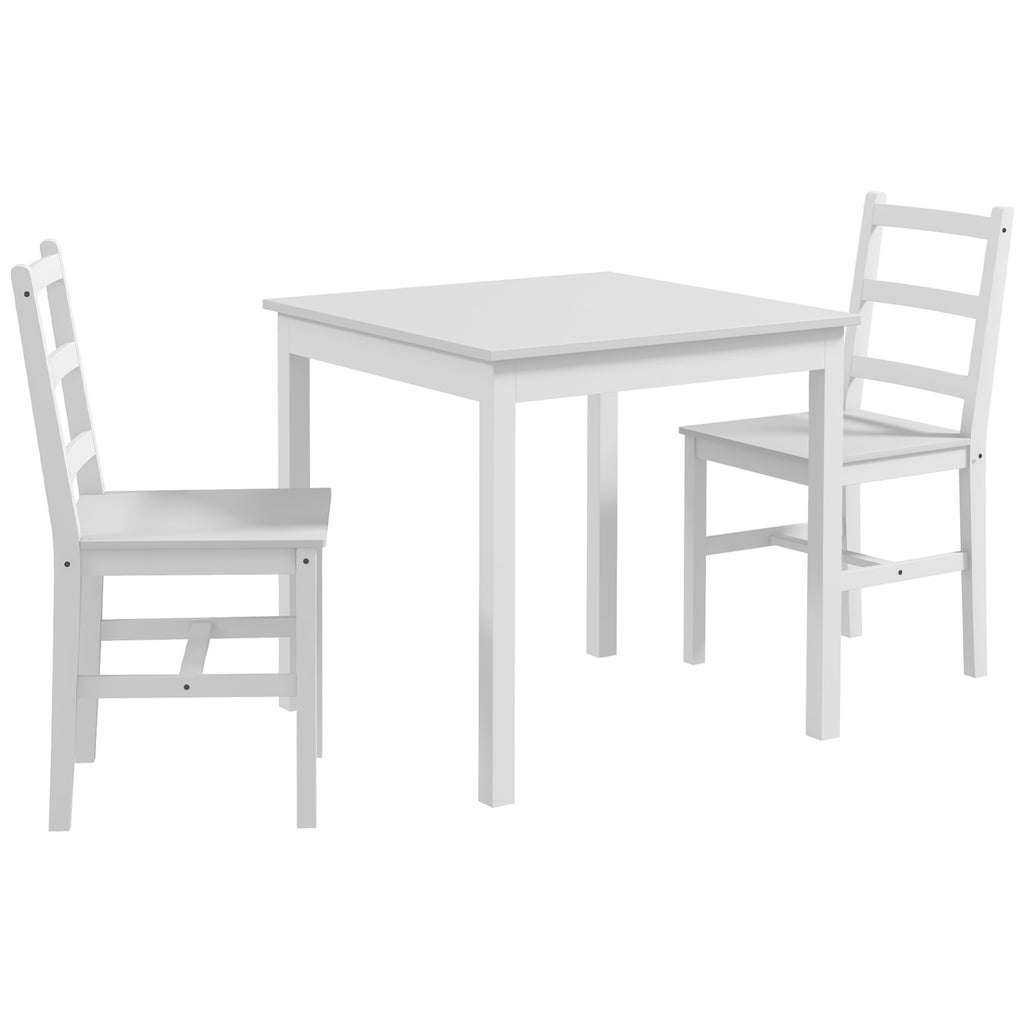 Conjunto de jantar 3 peças com mesa e cadeiras, madeira maciça, Branco — foto 1