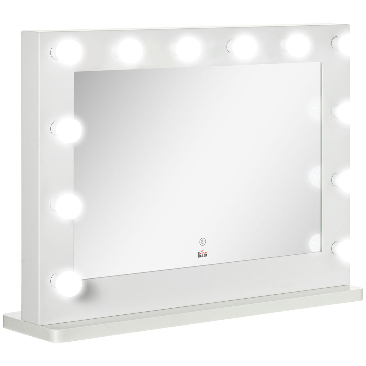 Espelho maquilhagem Hollywood luminoso 12 LED tátil - luminosidade regulável, função memória - metal MDF branco vidro — foto 1