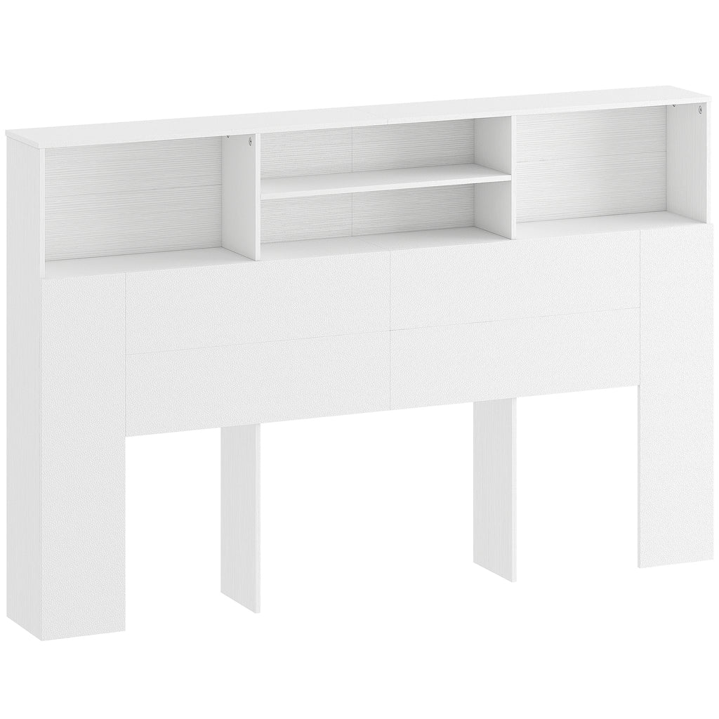 Cabeceira de Cama 160 cm com Arrumação e 4 Compartimentos Abertos para Quarto, Branco — foto 1