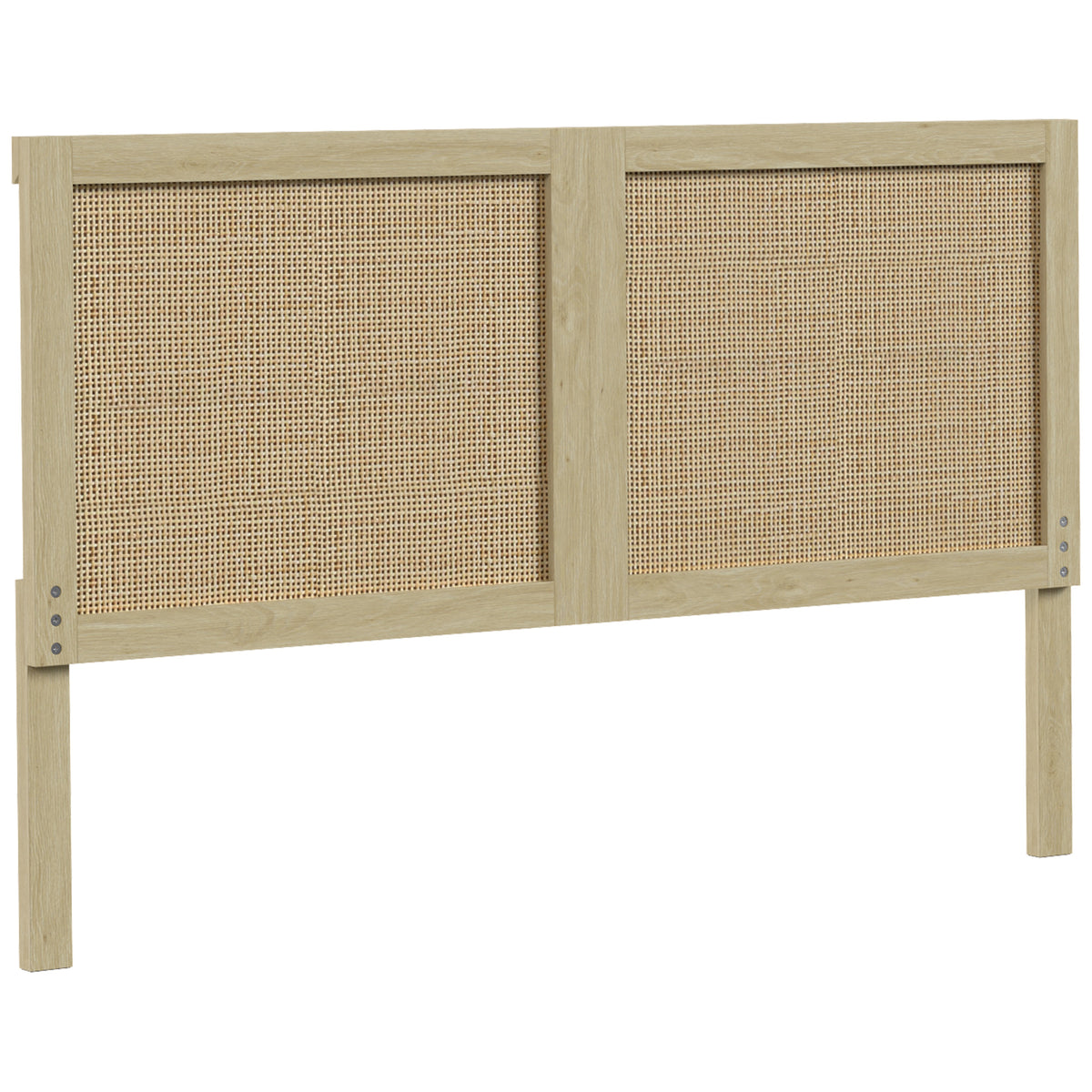 Cabeceira de Madeira com Efeito Rattan, Design Boho, para Quarto, 140 x 4 x 87 cm, Carvalho — foto 1