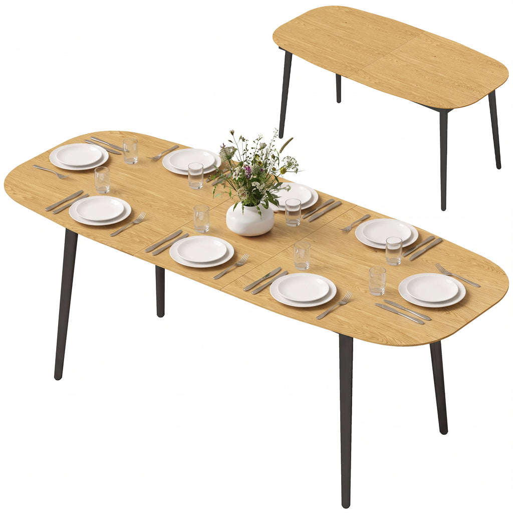 Mesa de Jantar Extensível Retangular para 6 a 8 Pessoas Mesa de Cozinha 160-200 cm com Prateleira Castanho — imagem 10