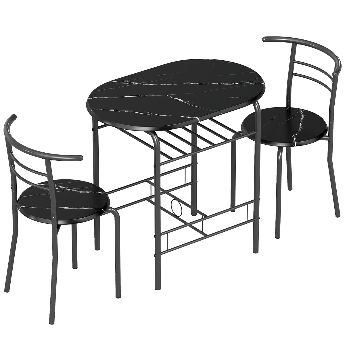 Conjunto de Mesa Moderna com 2 Cadeiras para Sala de Jantar, Conjunto 3 Peças Móveis Econômicos para Cozinha, Varanda, Restaurante ou Bar, Marrom e Preto — foto 1