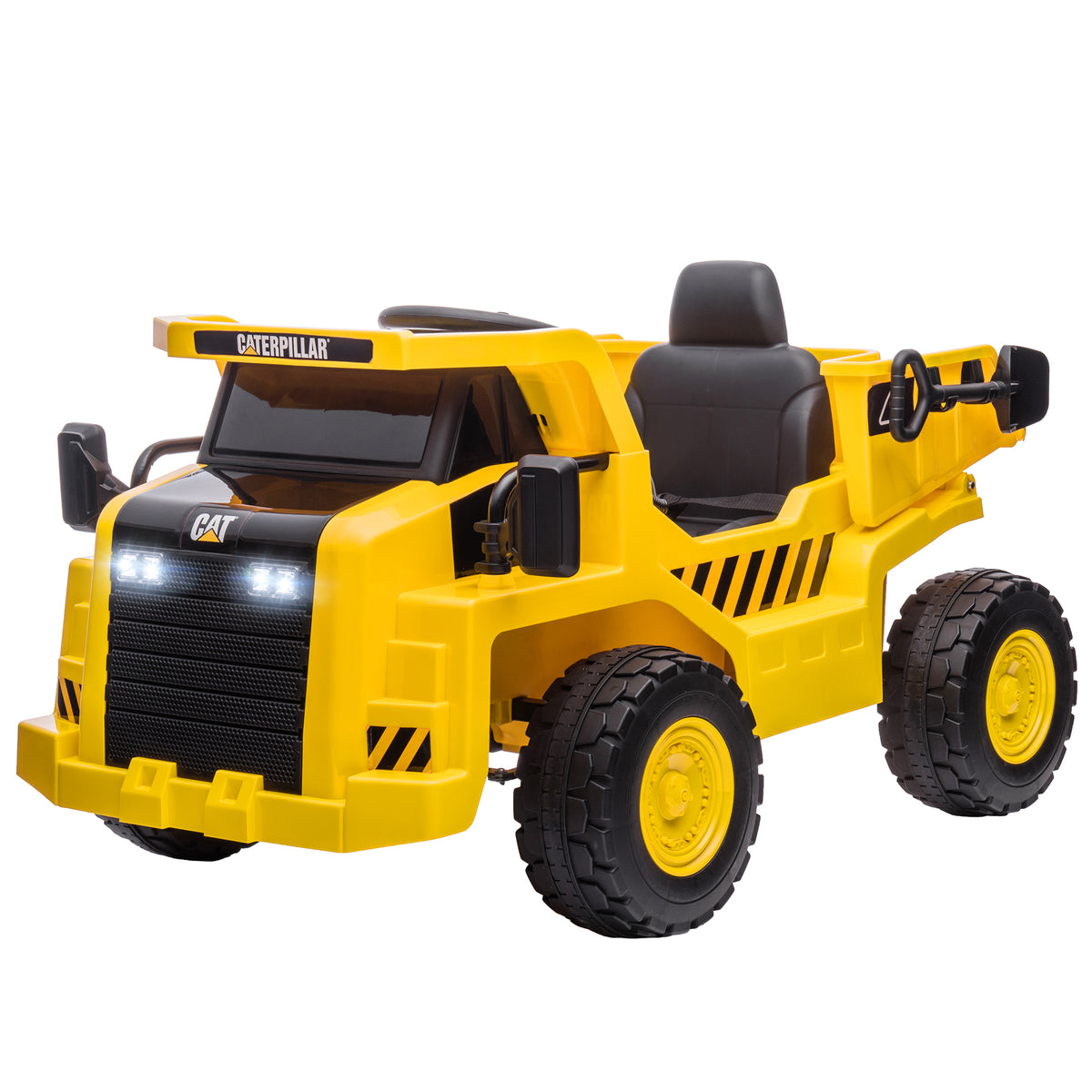 Escavadora elétrica infantil, Caminhão basculante Caterpillar, 3-5 km/h, com controle remoto, 3-6 anos, Amarelo — foto 1