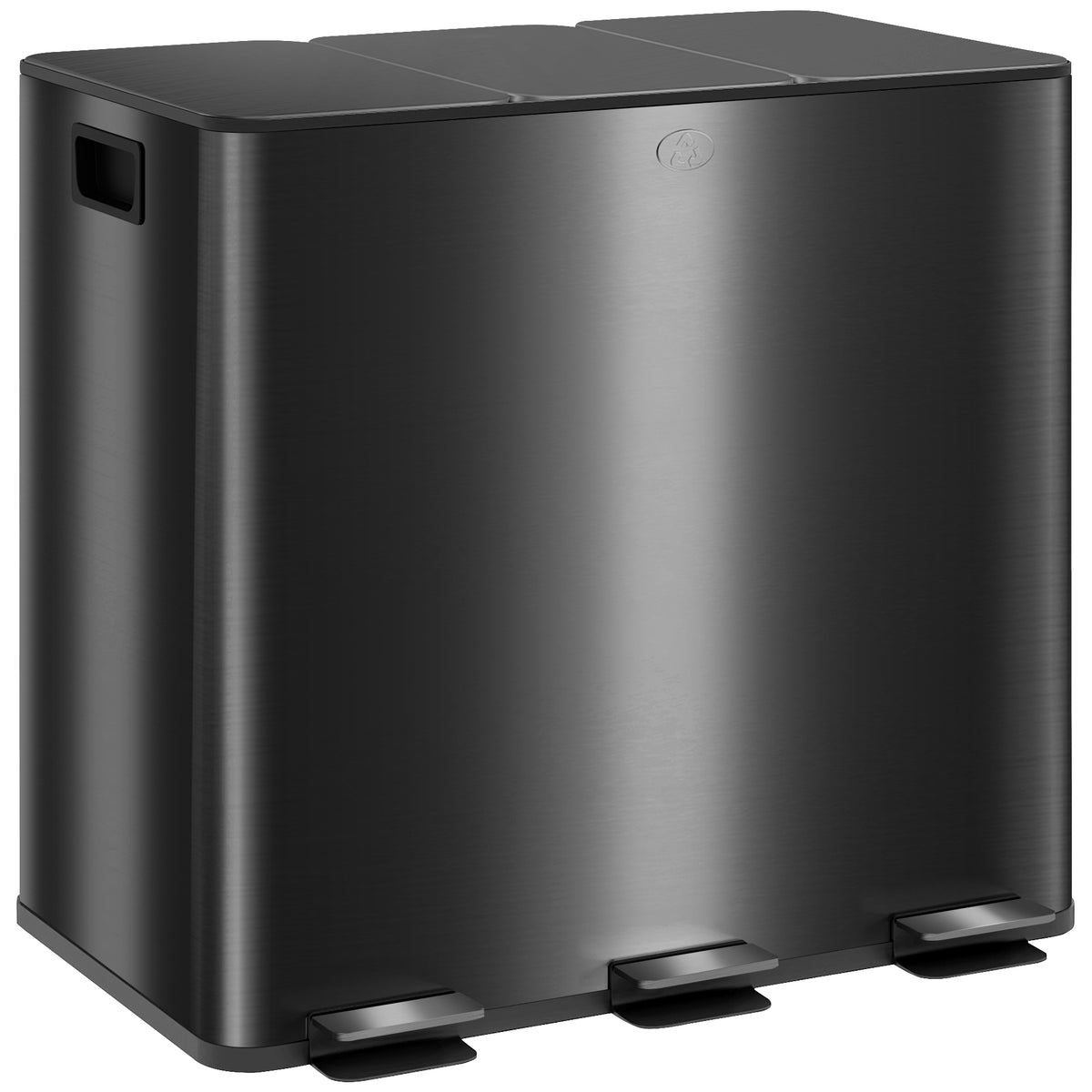 Contentor de Lixo de Cozinha 45L com 3 Compartimentos de 15L Tampa Baldes Internos Removíveis 3x15L Preto — foto 1