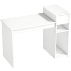 Escrivaninha para computador com gaveta e prateleira, mesa de computador com suporte para unidade central, 108 x 50 x 82 cm, branco — foto 1