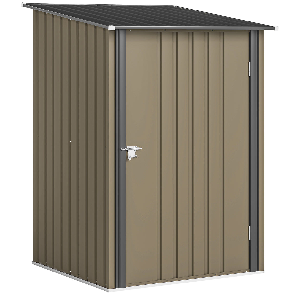 Casota de Jardim Abrigo Porta Ferramentas em Aço Galvanizado com Porta 100x104x160 cm Castanho e Cinzento Escuro — foto 1