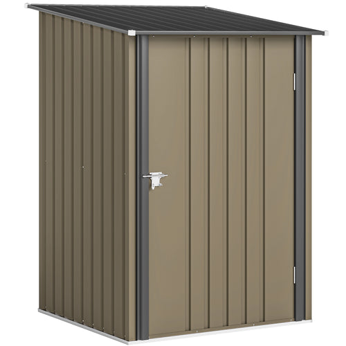 Casetta da Giardino Capanno Portattrezzi in Acciaio Zincato con Porta 100x104x160 cm Marrone e Grigio Scuro