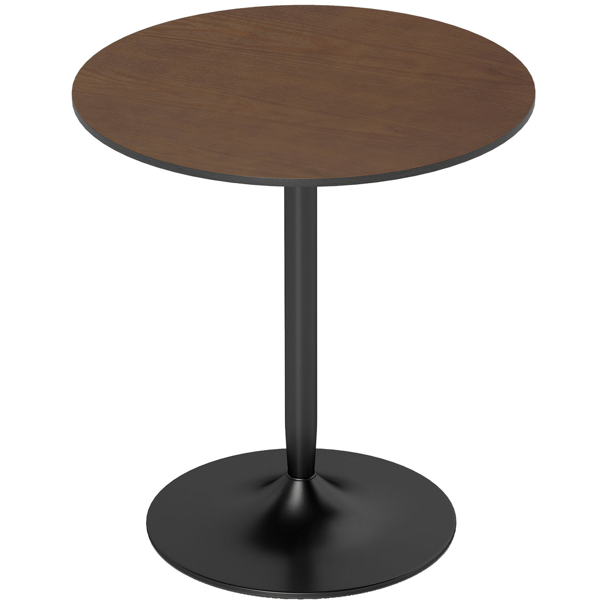 Mesa de Jantar Redonda 70 cm para 2 Pessoas com Tampo em Folheado de Madeira Maciça e Base em Aço Castanho — foto 1