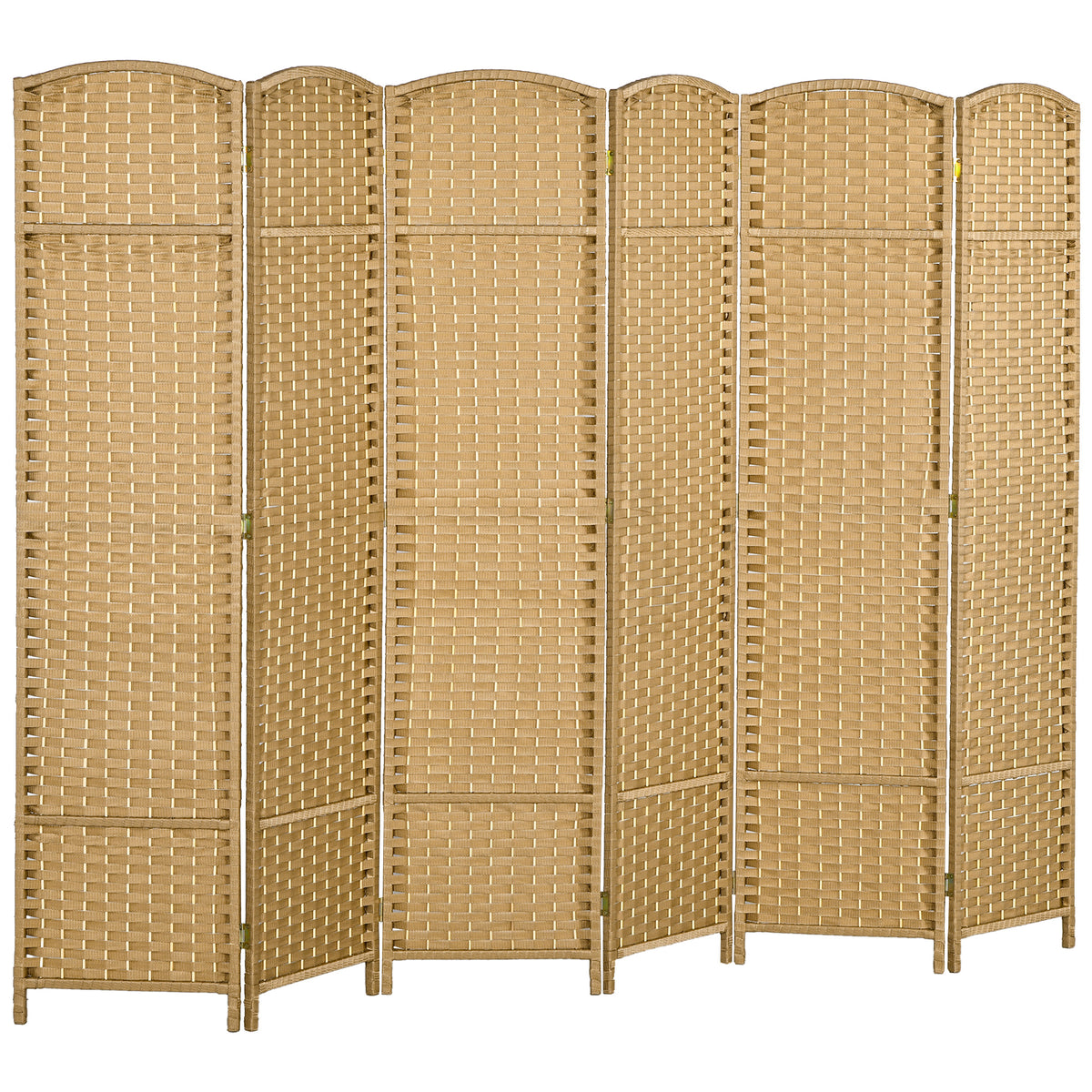 Biombo Interior em Madeira 6 Painéis 240x170 cm Separador de Ambientes Dobrável para Sala Quarto Natural — foto 1